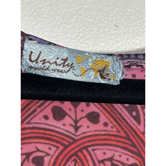 Unity Work Wear pink Paisley Print Tank Top Embellishment Rhinestone Boho M/L - Picture 4 of 9